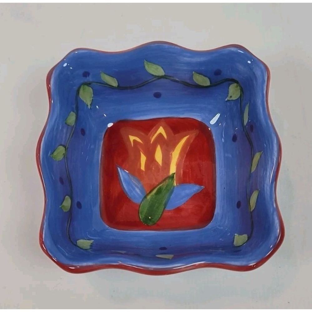 Pfaltzgraff Napoli Hors d' oeuvres 4" Dish hand painted tulip Set Of 2
